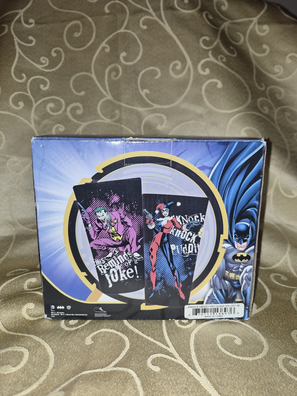 DC Comics Harley Quinn & Joker Two-Pack Pint Glasses - Black, Pink, Blue
